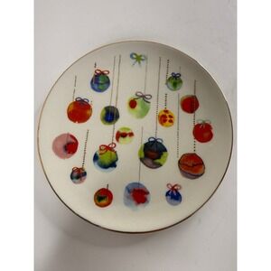 ANTHROPOLOGIE JOYOUS CHRISTMAS HOLIDAY CANAPE STONEWARE PLATE ORNAMENTS (1)